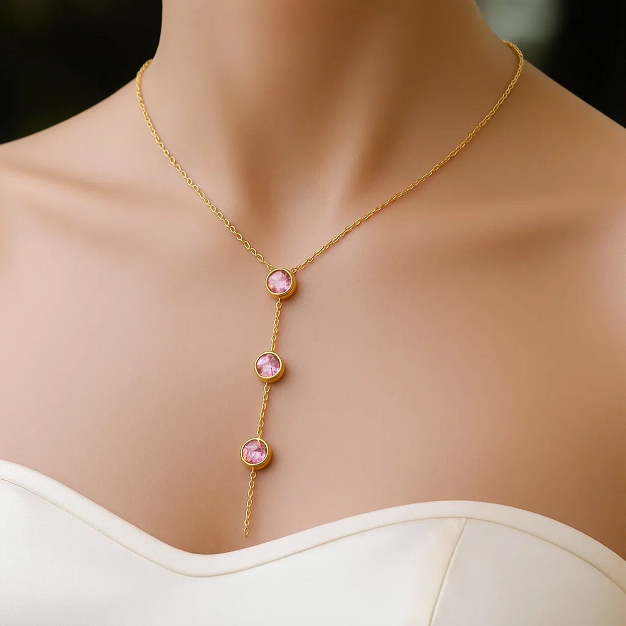 Golden Blush Drop Necklace