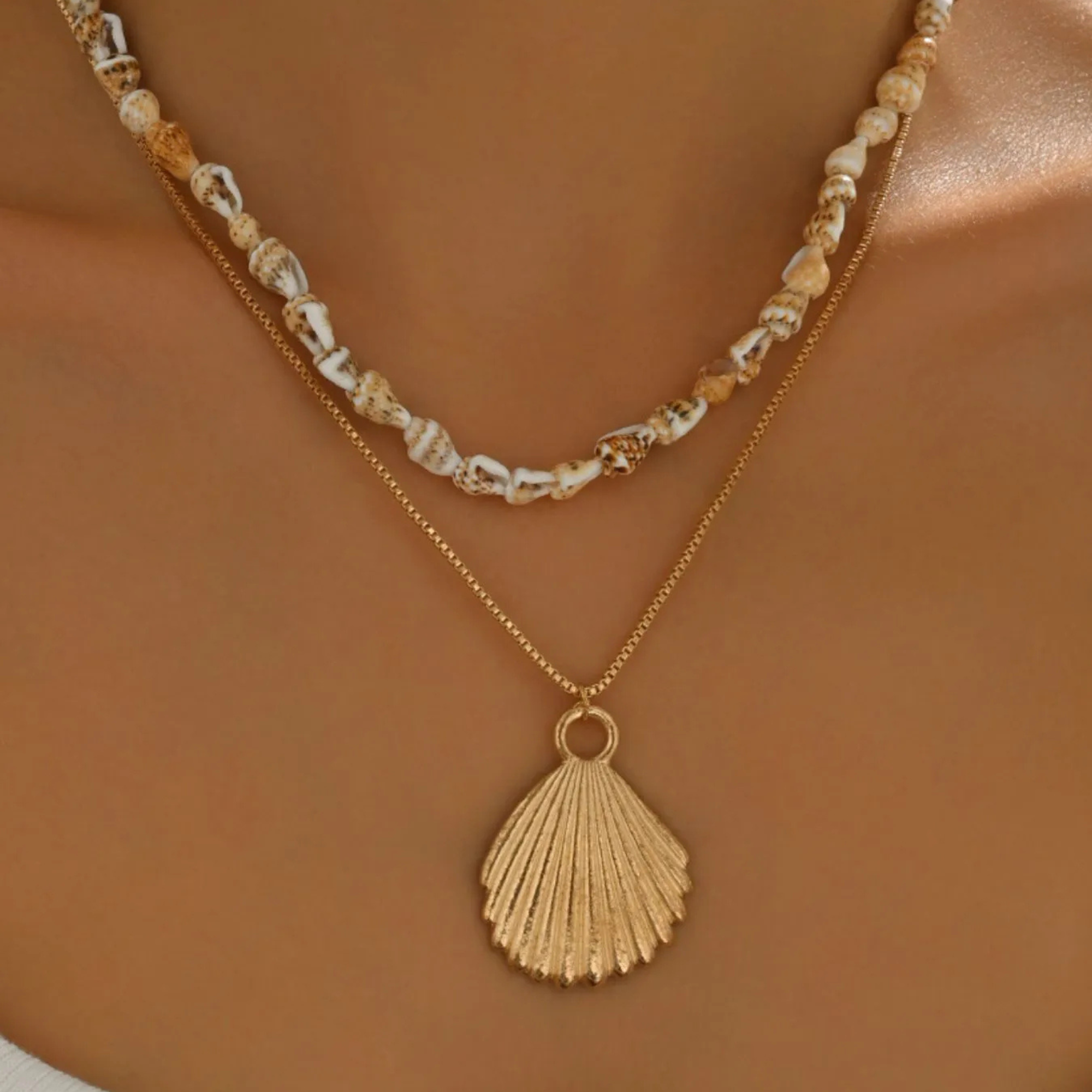 Seashell Charm Layered Necklace